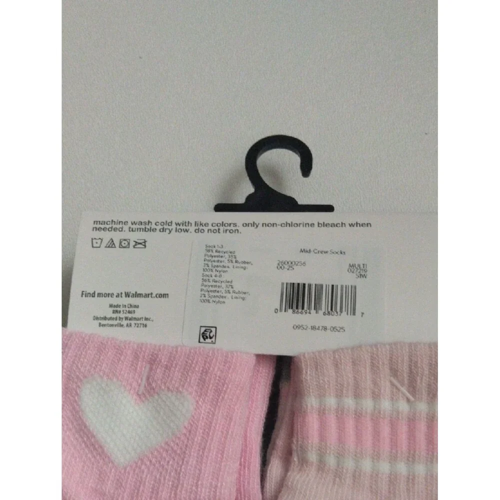 Wonder nation Infant Girls Multi Color Socks 6 Pairs Ribbed Leg New 0-6M